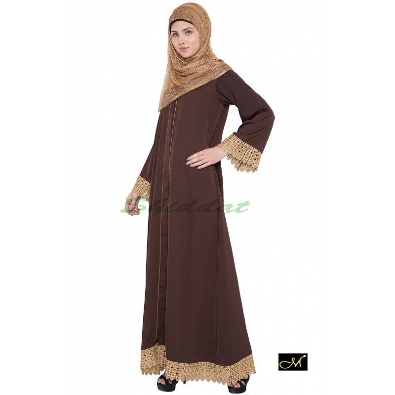 dark brown open abaya